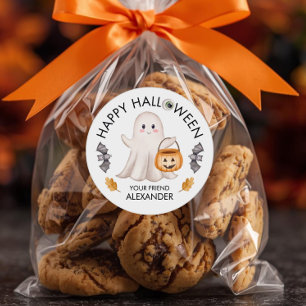 ハロウィンのお菓子入れ袋 おばけ ラウンドシール