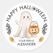 ハロウィンのお菓子入れ袋 おばけ ラウンドシール (正面)
