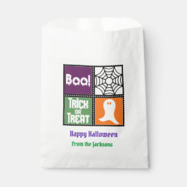 ハロウィンのお菓子入れ袋 BOO.トリックオアトリートのメッセージ入り フェイバーバッグ