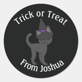 ハロウィンのお菓子入れ ウィッチキャット ラウンドシール