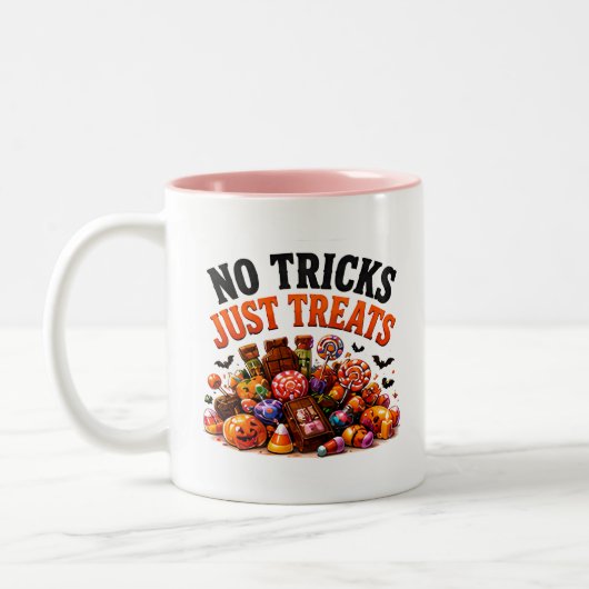 🍬 ハロウィンのお菓子好きのための面白いフレーズ 👻 ツートーンマグカップ (左)