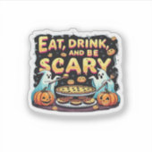 ハロウィンのお菓子屋さんでお食事を 不気味なハロウィン お菓子 シール (正面)