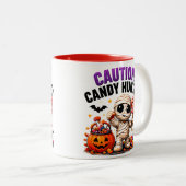 ハロウィンのお菓子狩りに注意 おもしろミイラの名言 ツートーンマグカップ (正面右)