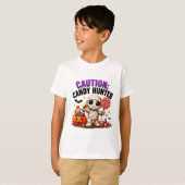 ハロウィンのお菓子狩りに注意！ミイラの面白いハロウィンクォート Tシャツ (正面フル)