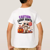 ハロウィンのお菓子狩りに注意！ミイラの面白いハロウィンクォート Tシャツ (裏面)