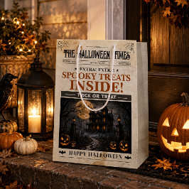 ハロウィンのお菓子用バッグ ハロウィンの新聞 ミディアムペーパーバッグ
