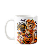 ハロウィンのお菓子目当てで来たよ ワンコの面白Tシャツ