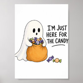 ハロウィンのお菓子目当ての幽霊イラスト ポスター