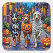 ハロウィンのお菓子配りをするオーストラリアン・キャトル・ドッグ スクエアシール (正面)