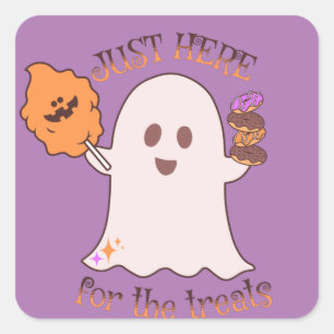 ハロウィンのお菓子 おばけとスイーツ パーティー スクエアシール