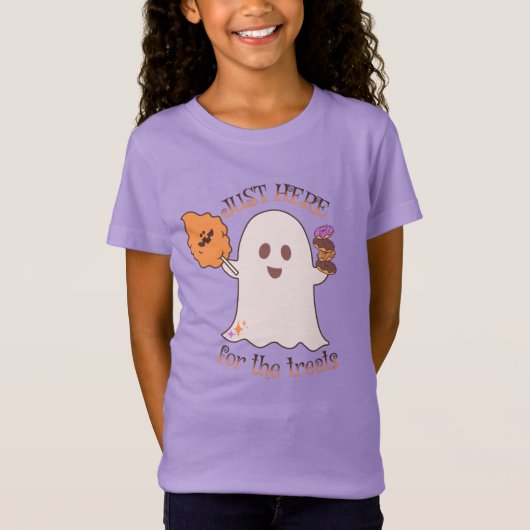 ハロウィンのお菓子 ゴーストとスイーツ Tシャツ (正面)
