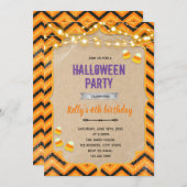 ハロウィンのお菓子 誕生日招待状 招待状 (正面/裏面)