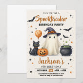 ハロウィンのお誕生日パーティー招待状 幽霊 招待状 (正面/裏面)