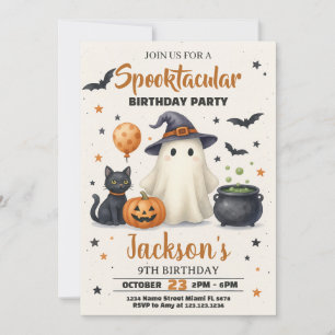 ハロウィンのお誕生日パーティー招待状 幽霊 招待状