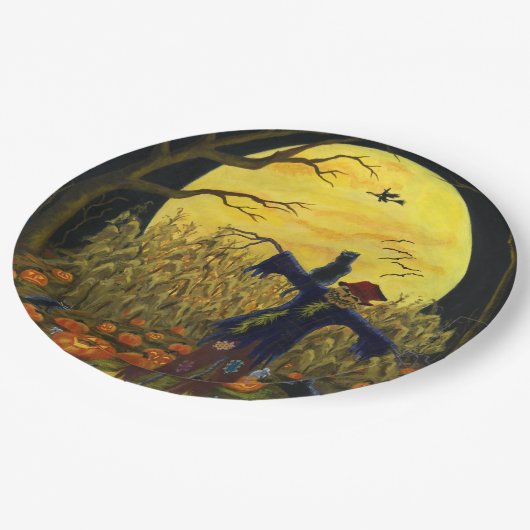 ハロウィンのかかしの紙皿 ペーパープレート (アングル)