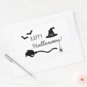ハロウィンのかかし、魔女の帽子、コウモリ、クモ 長方形シール (封筒)