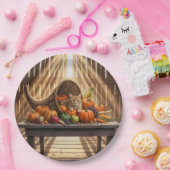 ハロウィンのかごの中の赤茶色の猫 ペーパープレート (パーティー)