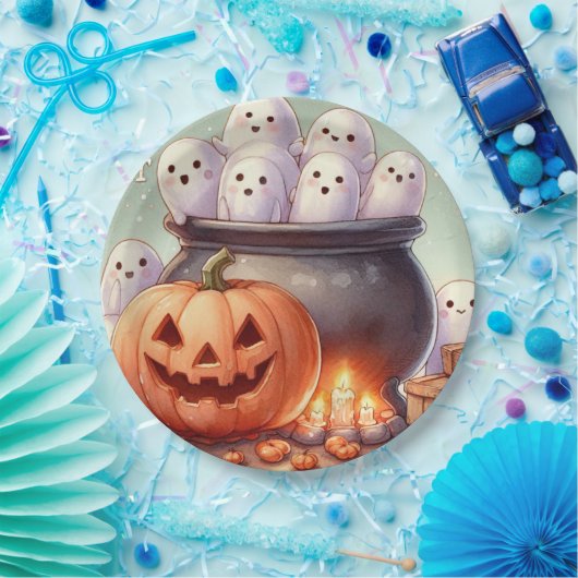 ハロウィンのかぼちゃとおばけ ペーパープレート (パーティー)