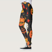 ハロウィンのかぼちゃとはっぱの楽しいプリント レギンス (左)