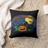 ハロウィンのかぼちゃとカラス クッション (ブランケット)