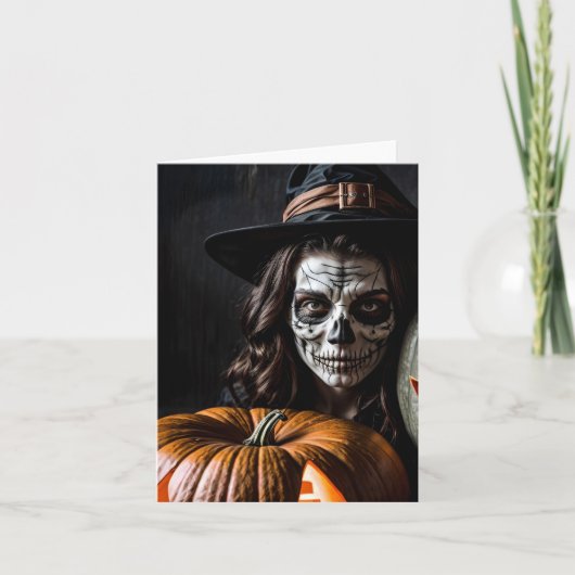 ハロウィンのかぼちゃとコスチュームのアニメ シーズンカード (正面)