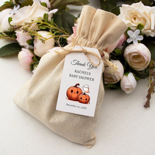 ハロウィンのかぼちゃとブー | ベビーシャワーのお礼 ギフトタグ
