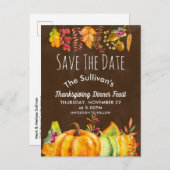 ハロウィンのかぼちゃと紅葉のボーダー STD 案内ポストカード (正面/裏面)