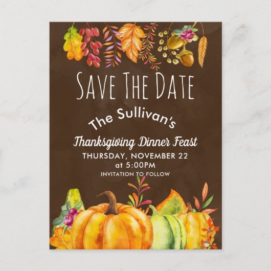 ハロウィンのかぼちゃと紅葉のボーダー STD 案内ポストカード (正面)