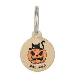 ハロウィンのかぼちゃと黒猫のオリジナルグッズ ペット ネームタグ