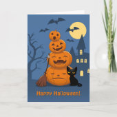 ハロウィンのかぼちゃと黒猫 カード (正面)