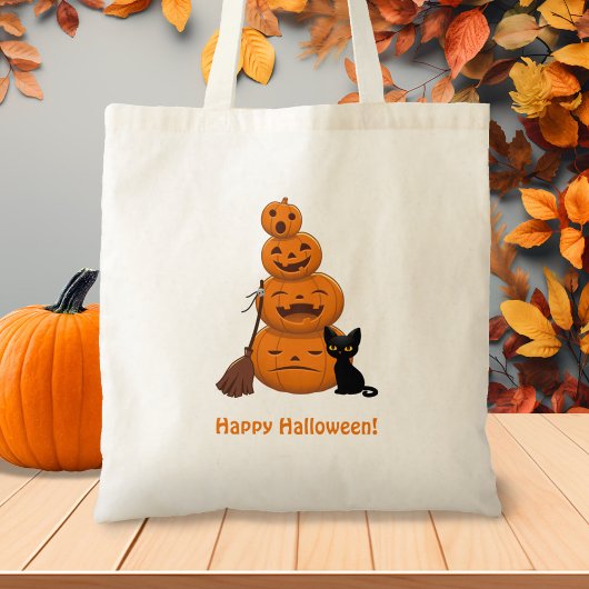 ハロウィンのかぼちゃと黒猫 トートバッグ