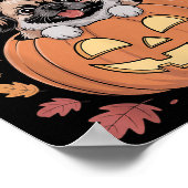 ハロウィンのかぼちゃに乗ったペキニーズの衣装 ペキニーズ ポスター (角)
