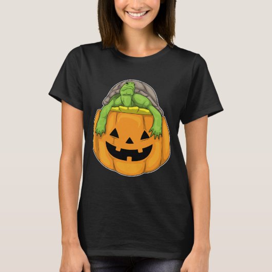 ハロウィンのかぼちゃのカメ Tシャツ (正面)