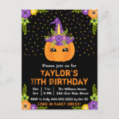 ハロウィンのかぼちゃのコスチューム　誕生日パーティー　黒背景 ポストカード (正面)