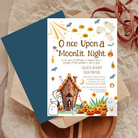 ハロウィンのかぼちゃのベビーシャワーのゴーストの招待状 シーズンカード