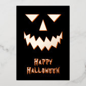 ハロウィンのかぼちゃのホイルのグリーティングカード 箔シーズンカード (正面)
