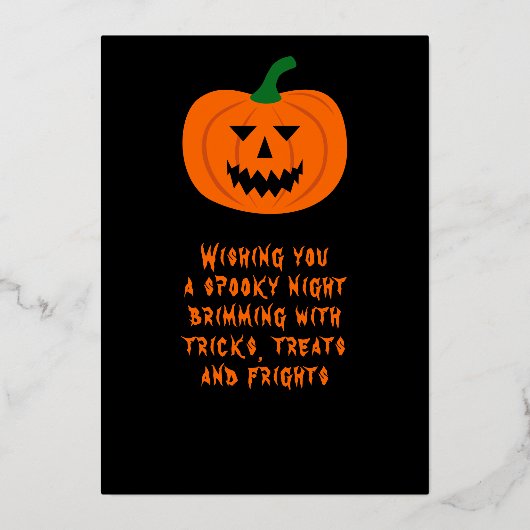 ハロウィンのかぼちゃのホイルのグリーティングカード 箔シーズンカード (裏面)