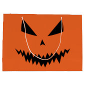 ハロウィンのかぼちゃのランタン 黒い顔 オレンジ ラージペーパーバッグ (裏面)