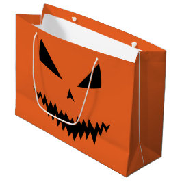 ハロウィンのかぼちゃのランタン 黒い顔 オレンジ ラージペーパーバッグ