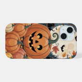 ハロウィンのかぼちゃの収穫月iPhone / iPadケース iPhone 15ケース (裏面横)