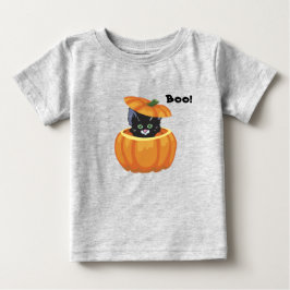 ハロウィンのかぼちゃの子猫の子供服 ベビーTシャツ