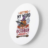 ハロウィンのかぼちゃの幽霊の魔法使いの帽子がおかしい_1 ラージ壁時計 (傾斜)