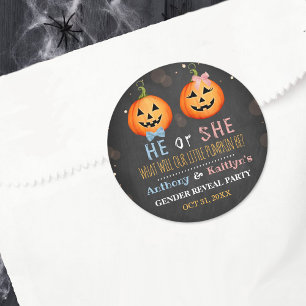 ハロウィンのかぼちゃの性別発表パーティー ラウンドシール