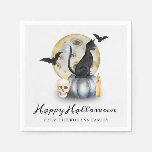 ハロウィンのかぼちゃの猫 スタンダードカクテルナプキン (正面)
