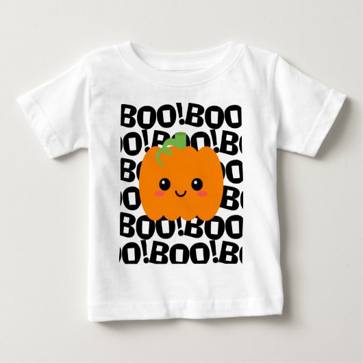 ハロウィンのかぼちゃの衣装、かわいい感謝祭 ベビーTシャツ (正面)