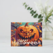 ハロウィンのかぼちゃの顔 オレンジ スケアリー (スタンド正面)