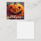 ハロウィンのかぼちゃの顔 オレンジ スケアリー ノートカード (正面/裏面)