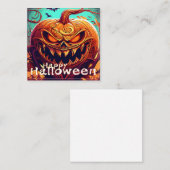 ハロウィンのかぼちゃの顔 オレンジ スケアリー ノートカード (正面/裏面)