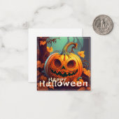 ハロウィンのかぼちゃの顔 オレンジ スケアリー ノートカード (正面/裏面インサイチュ)