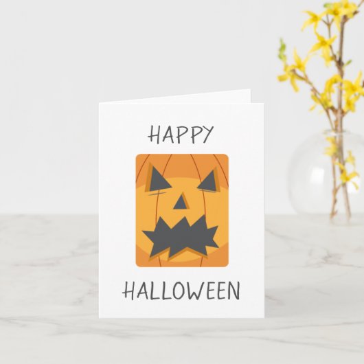 ハロウィンのかぼちゃの顔 カード (黄色い花)